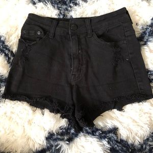 BDG high rise cheeky black denim shorts